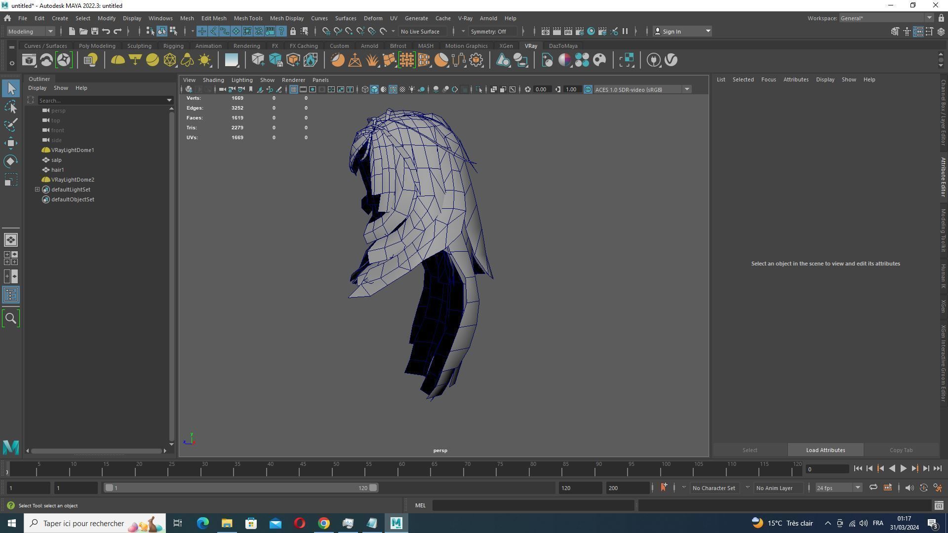 Female Layred hair Low-poly 3D model_13