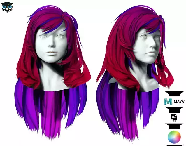 Female Layred hair  Low-poly 3D model