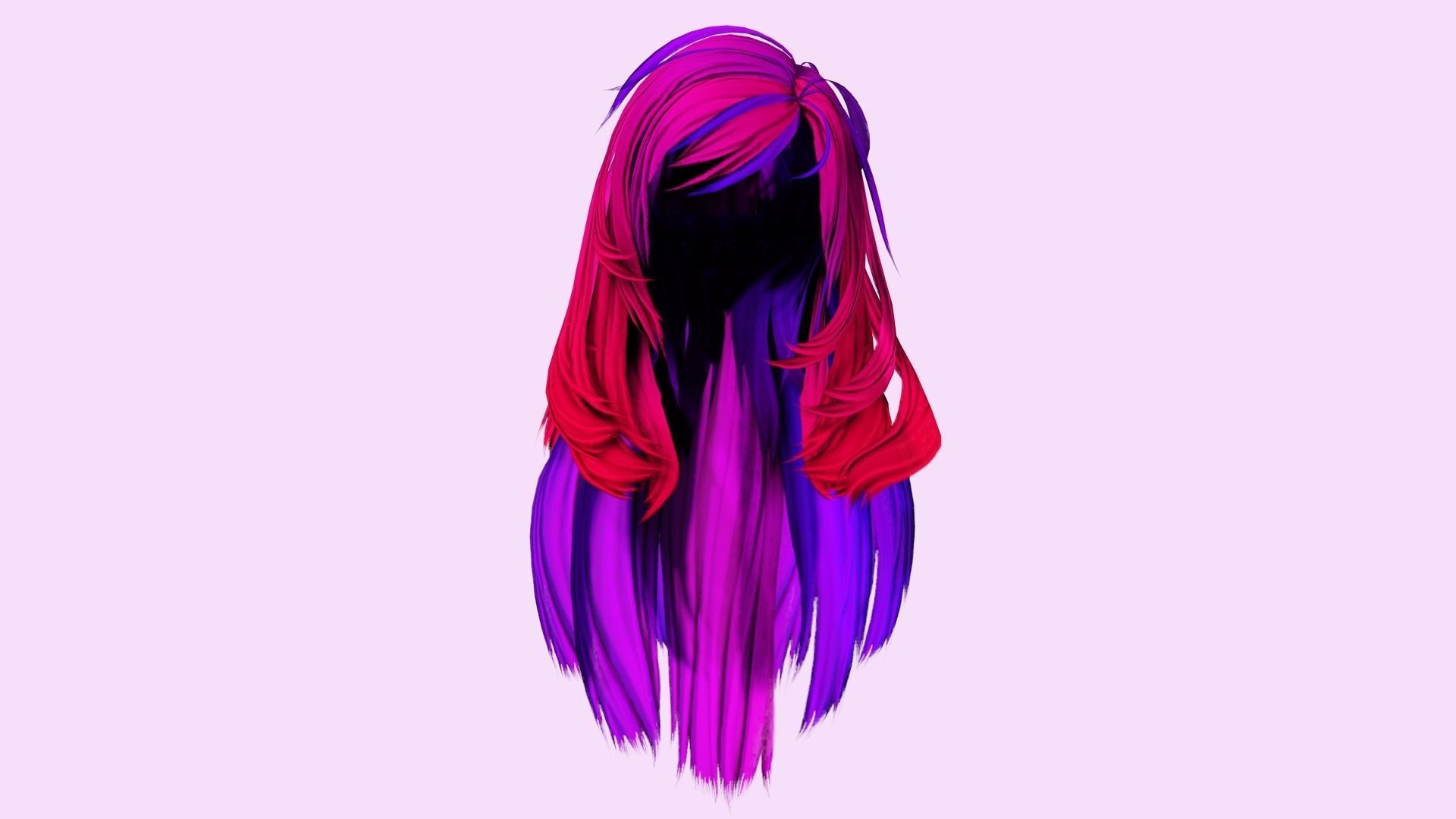 Female Layred hair Low-poly 3D model_8