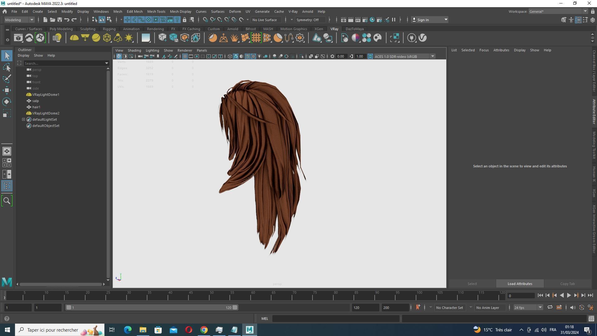 Female Layred hair Low-poly 3D model_12