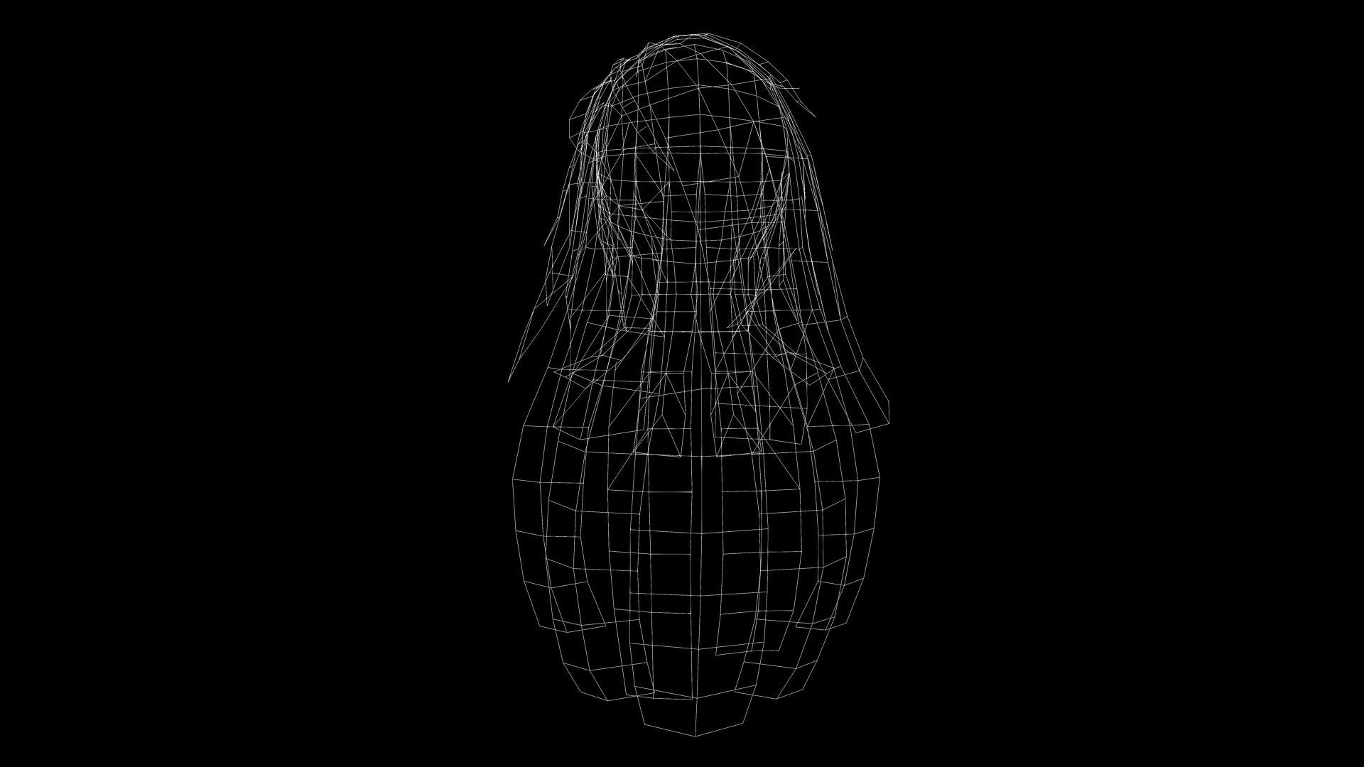 Female Layred hair Low-poly 3D model_10