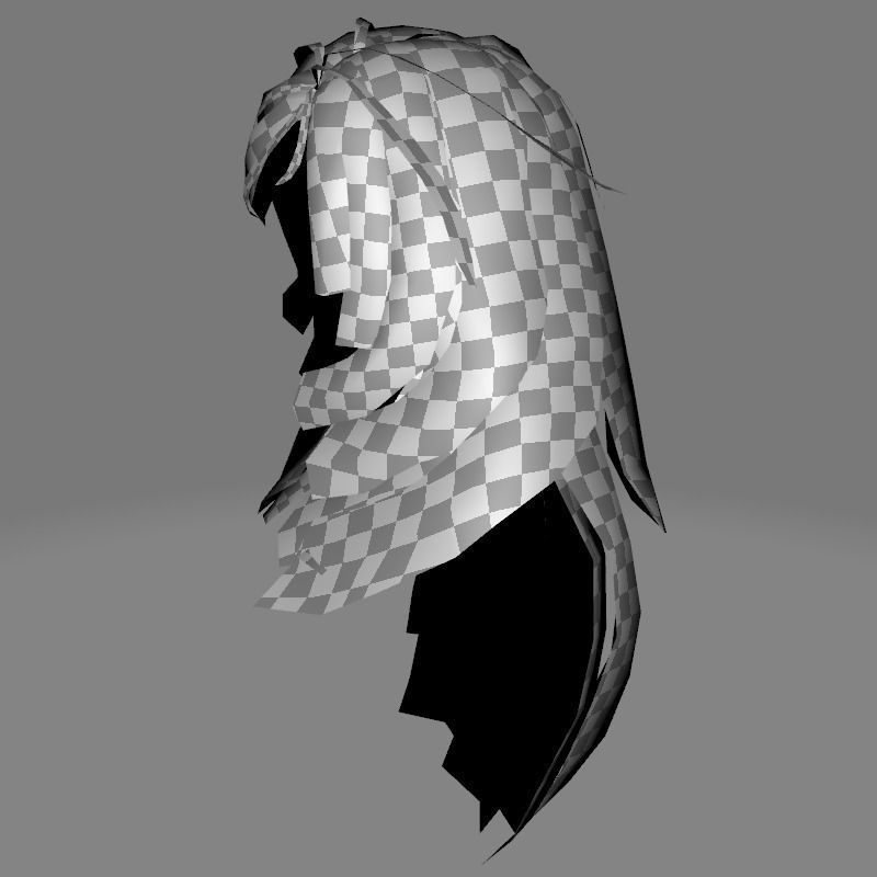 Female Layred hair Low-poly 3D model_14