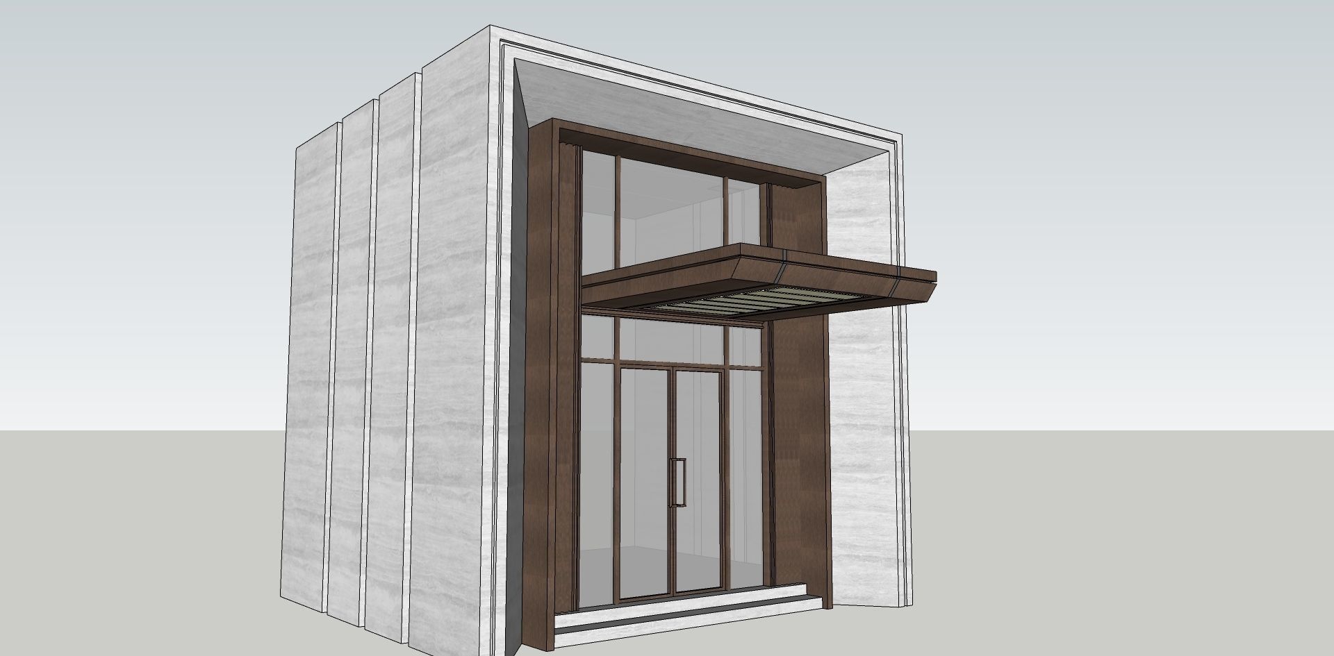 main entrance glass door double height 3d sketchup model 3D model_1