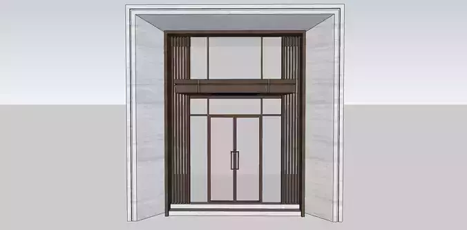 main entrance glass door double height 3d sketchup model 3D model