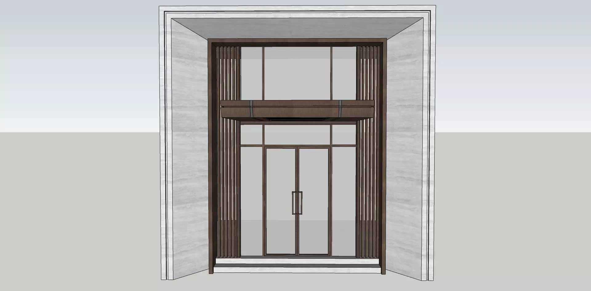 main entrance glass door double height 3d sketchup model 3D model_0