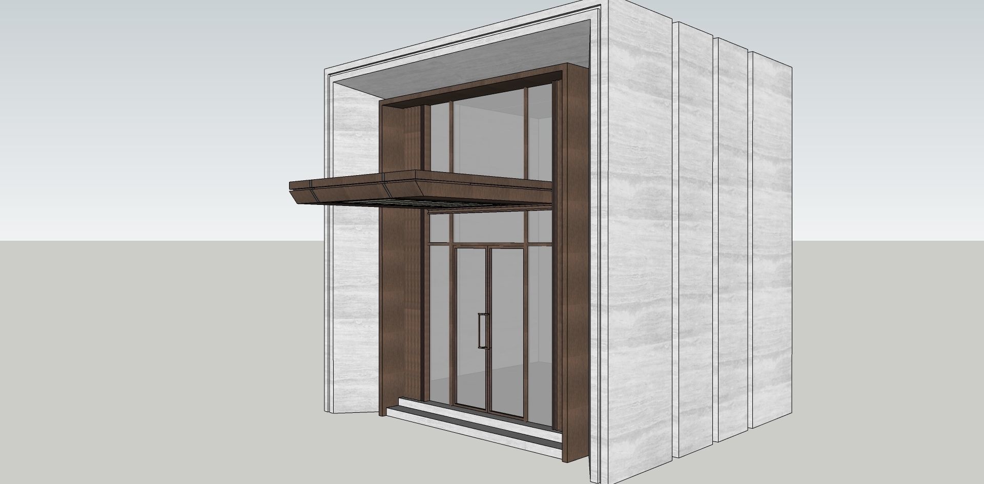 main entrance glass door double height 3d sketchup model 3D model_2