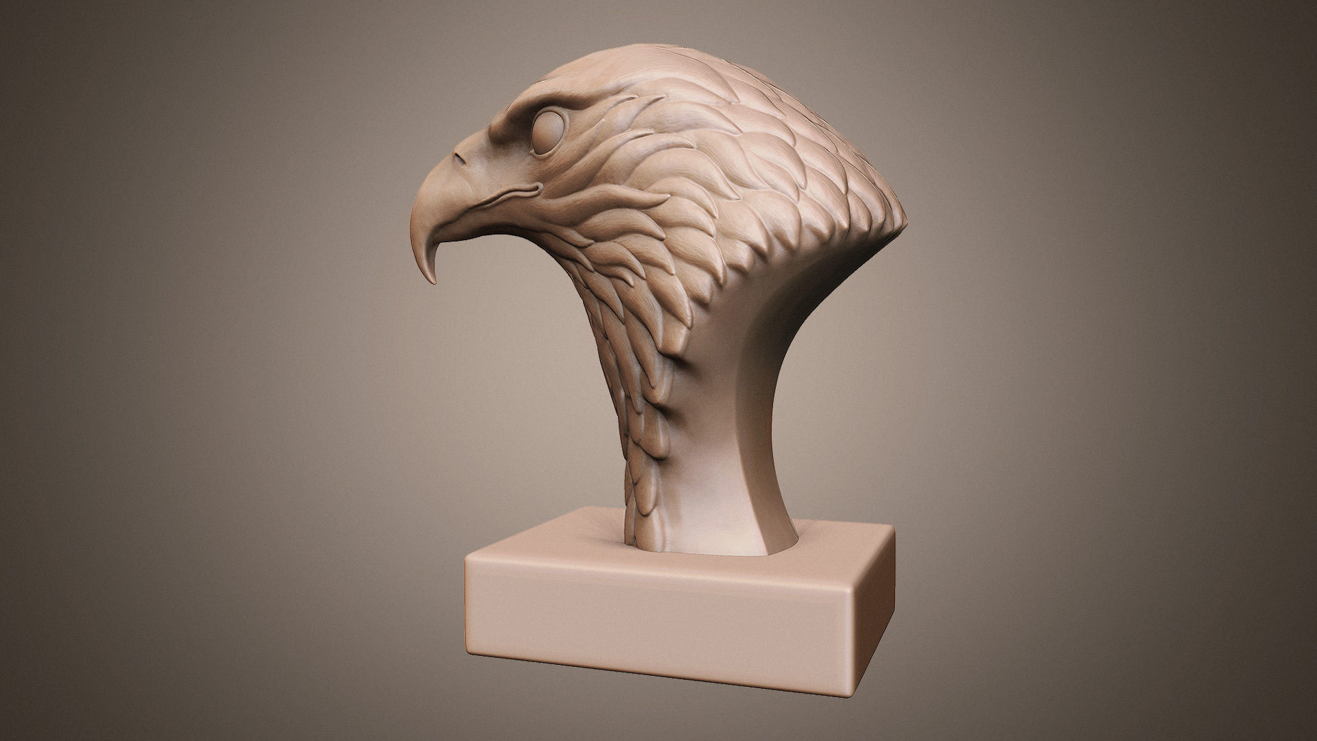eagle head sculpture 3D print model_1