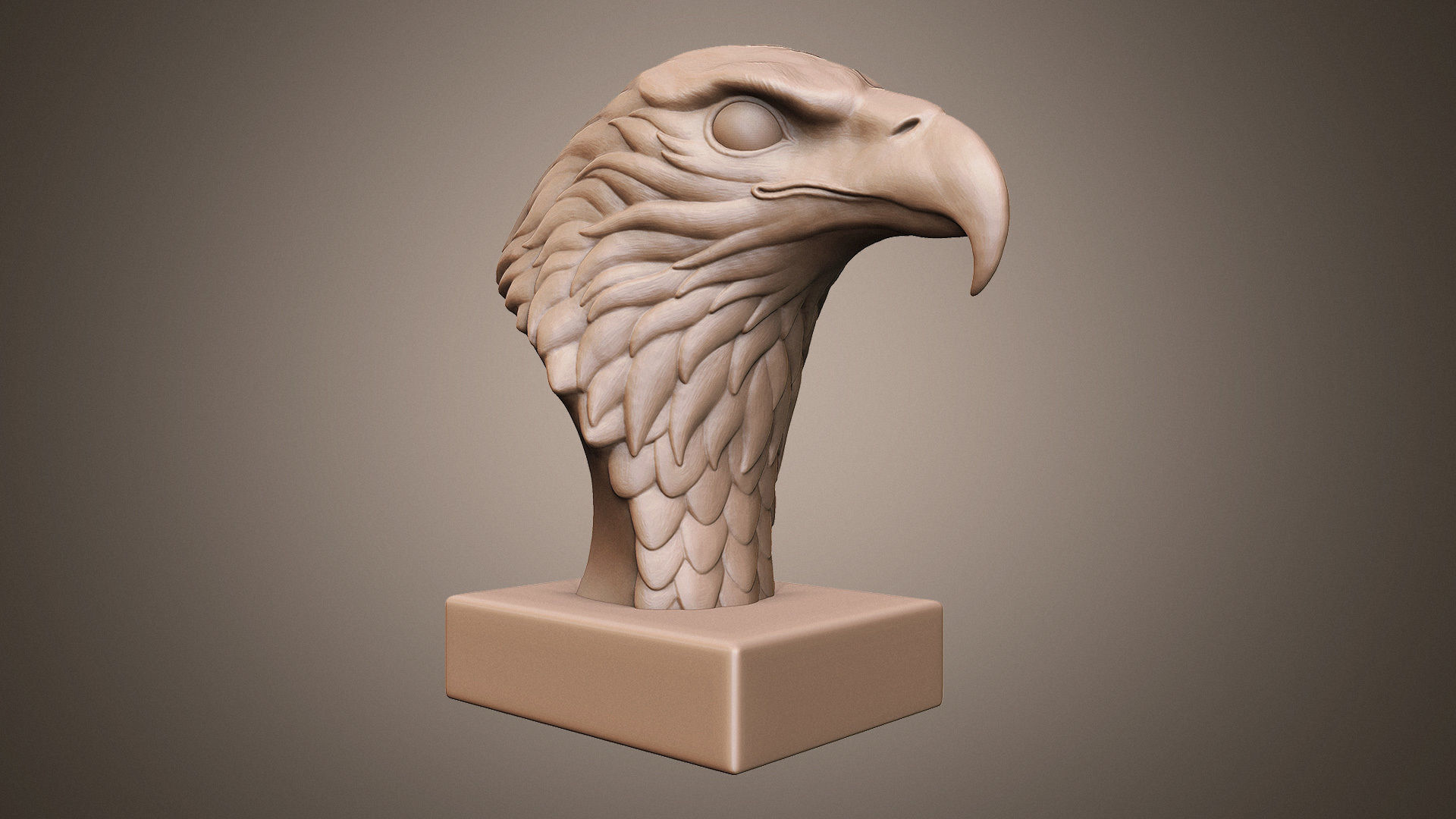 eagle head sculpture 3D print model_7