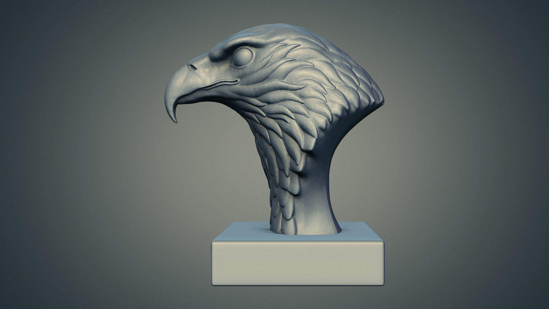 eagle head sculpture 3D print model_12