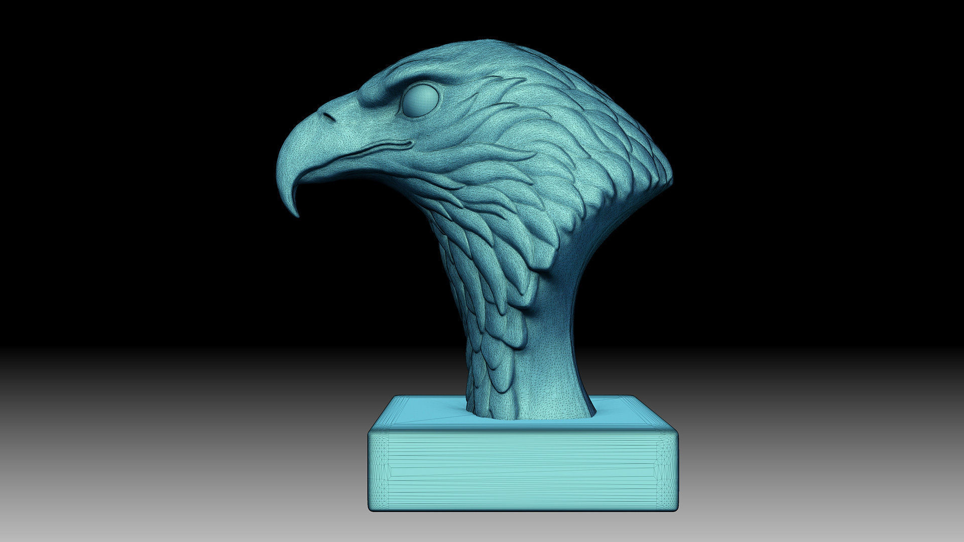 eagle head sculpture 3D print model_13