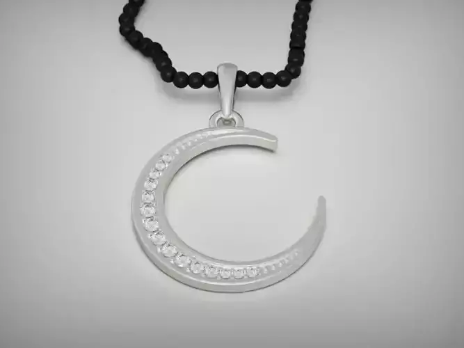 Crescent half moon diamond pendant 
