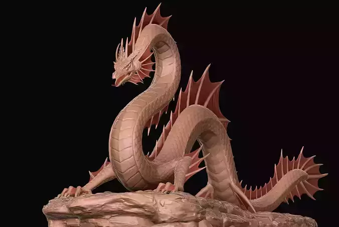 Ancient Sea Dragon above a Rock with Zbrush Project File