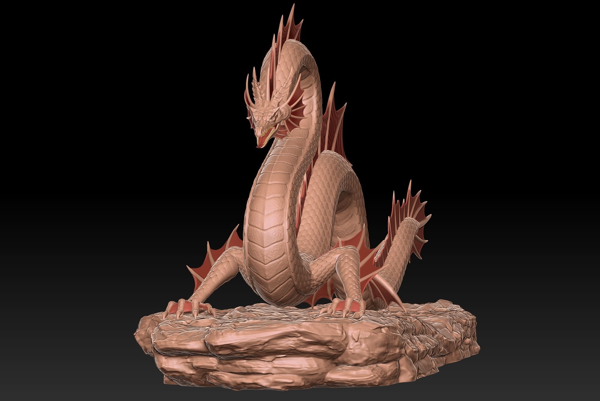 Ancient Sea Dragon above a Rock with Zbrush Project File 3D model_3