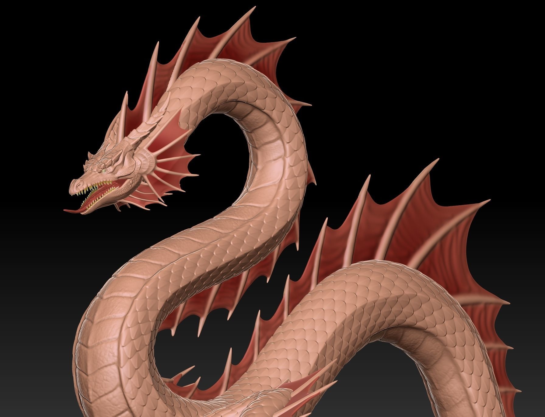 Ancient Sea Dragon above a Rock with Zbrush Project File 3D model_5