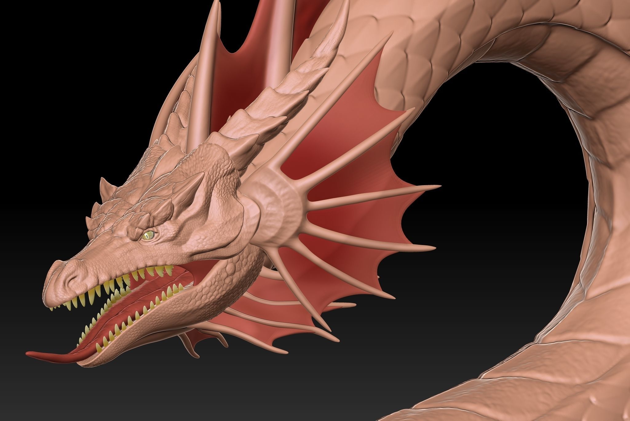 Ancient Sea Dragon above a Rock with Zbrush Project File 3D model_6