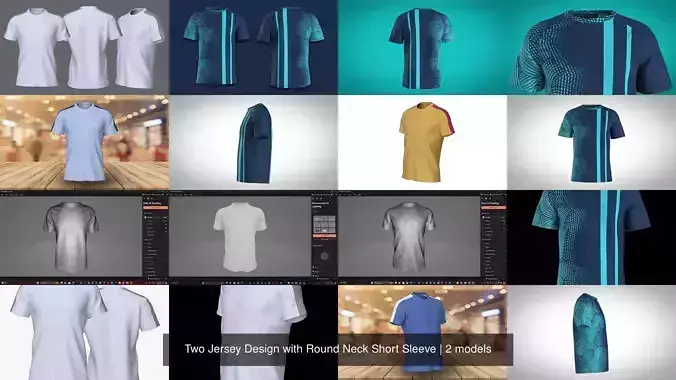 Two Jersey Design with Round Neck Short Sleeve
