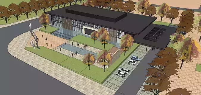 educational building glass facade sketchup model
