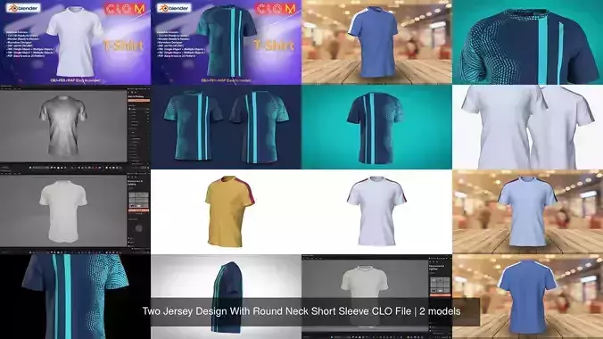 Two Jersey Design With Round Neck Short Sleeve CLO File