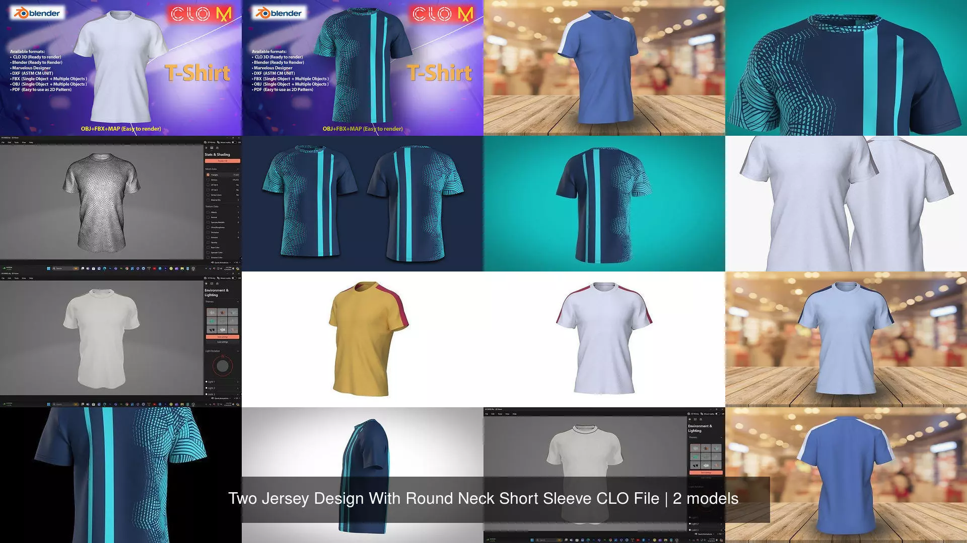 Two Jersey Design With Round Neck Short Sleeve CLO File 3D Model Collection_2