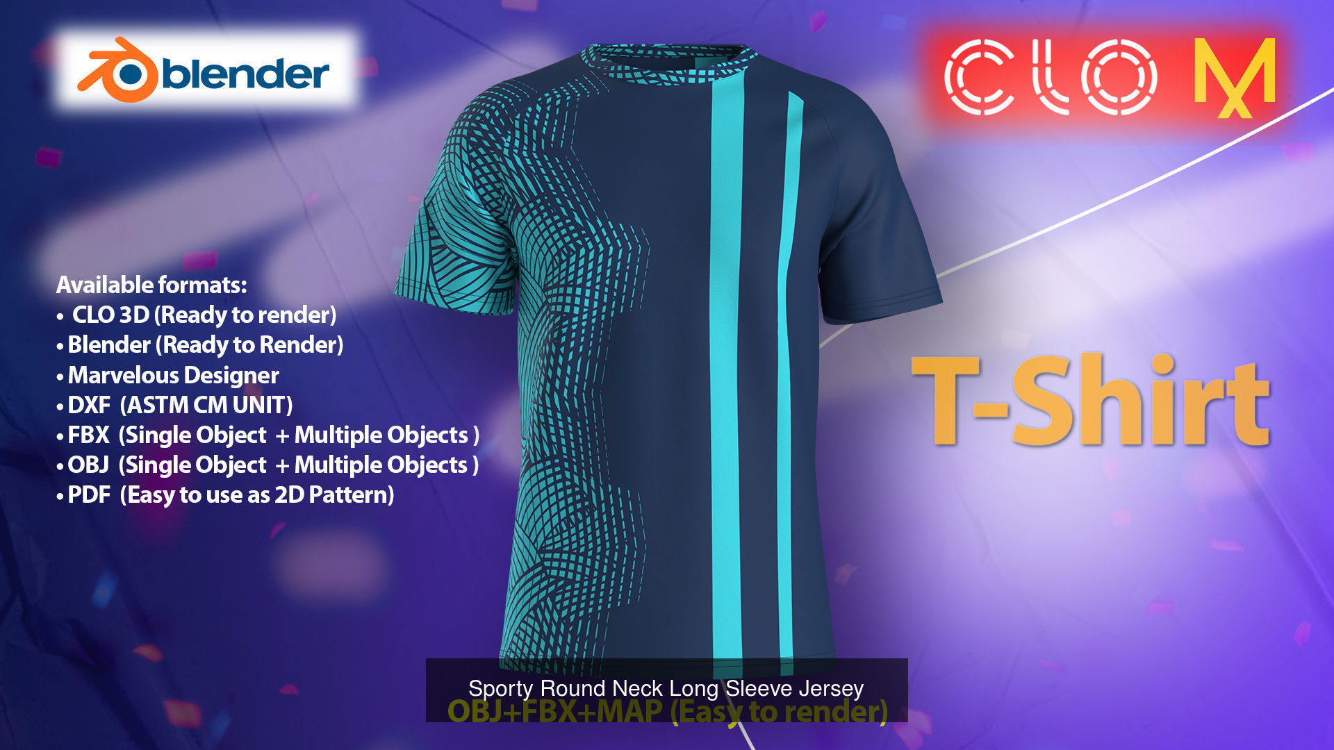 Two Jersey Design With Round Neck Short Sleeve CLO File 3D Model Collection_4