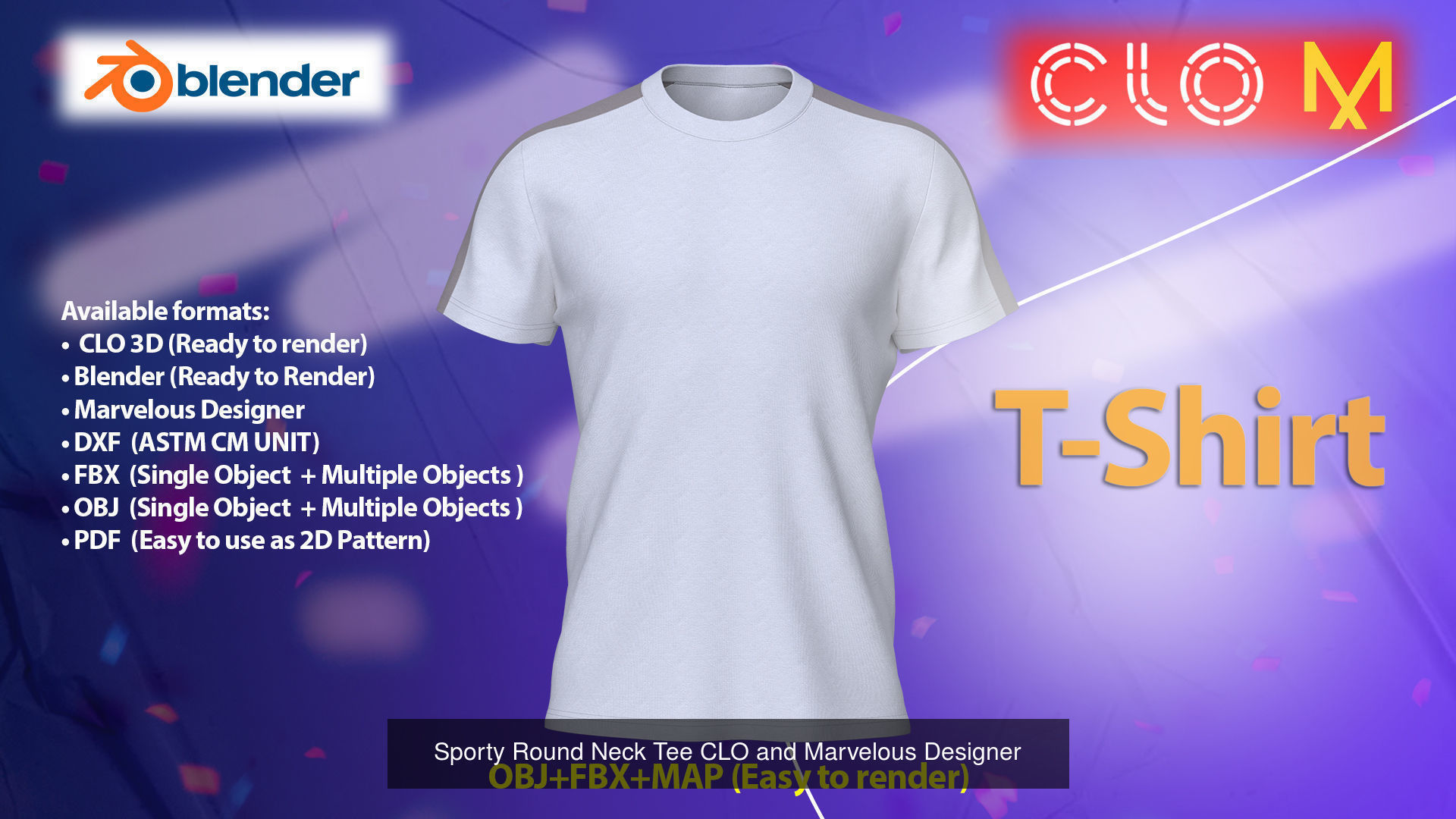 Two Jersey Design With Round Neck Short Sleeve CLO File 3D Model Collection_3