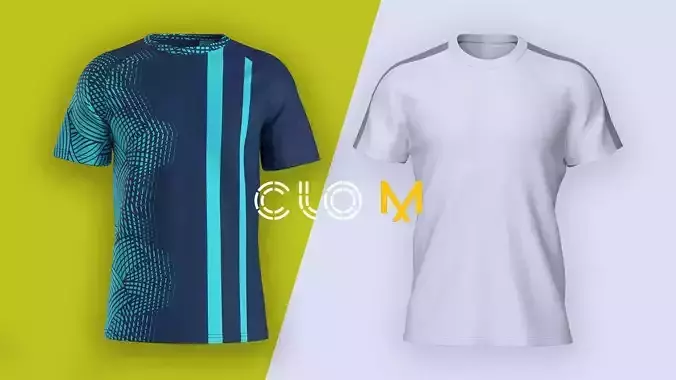 Two Jersey Design With Round Neck Short Sleeve CLO File 3D Model Collection