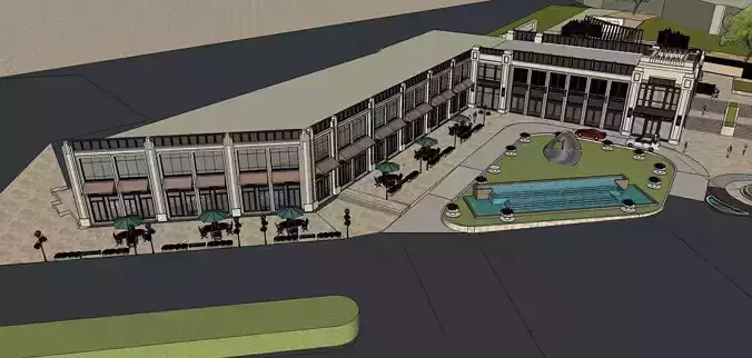 retail shops podium classical facade sketchup model 3D model