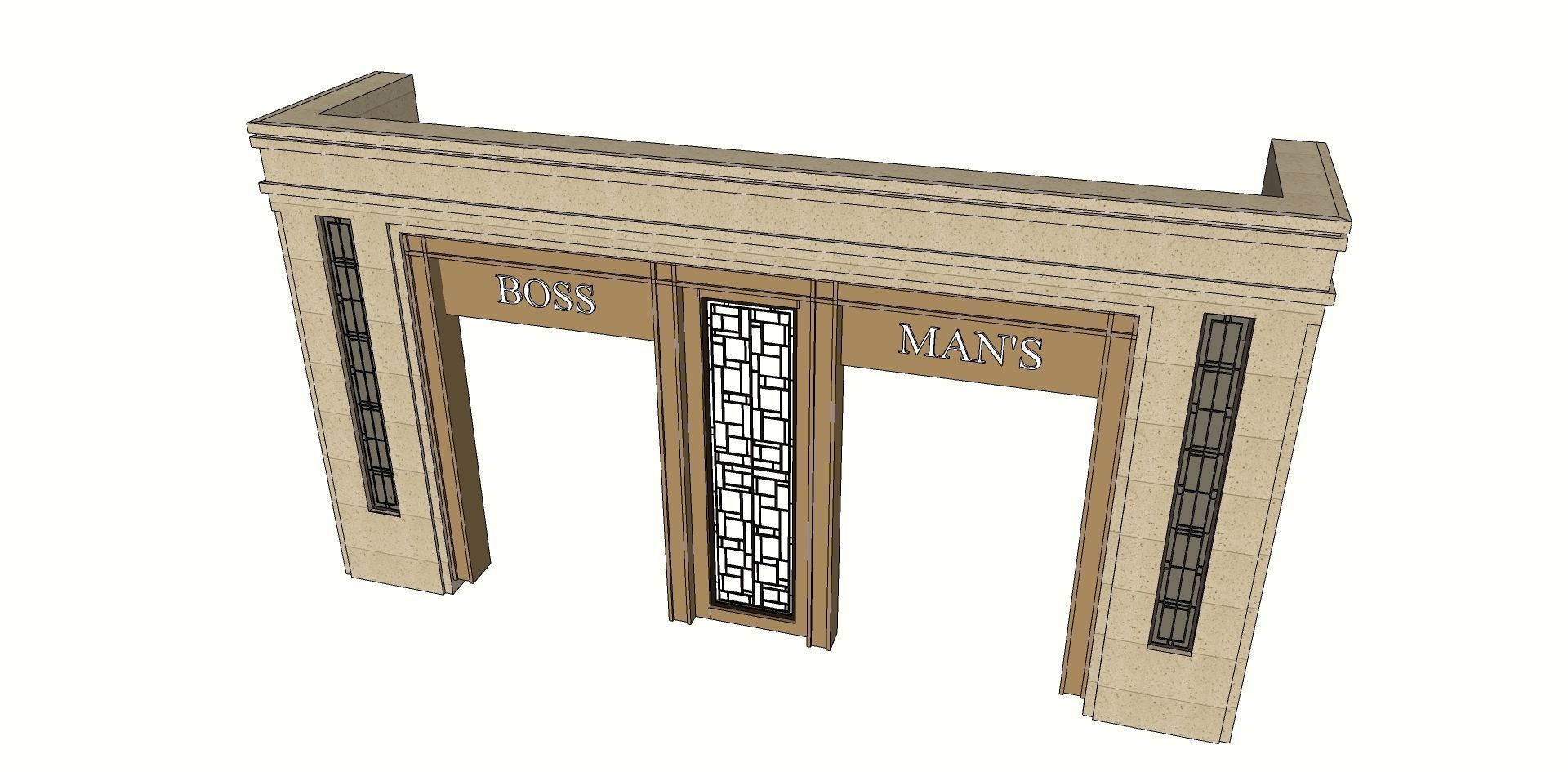 classical main gate entrance sketchup model 3D model_2
