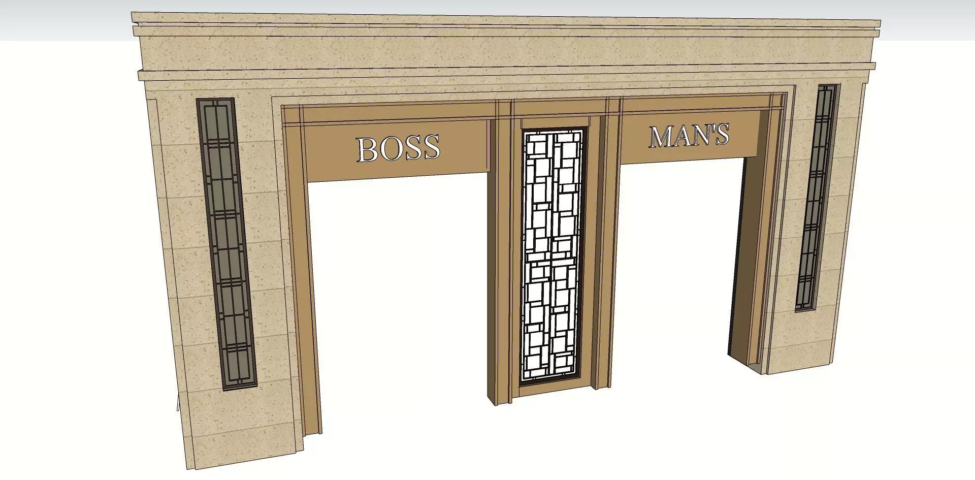classical main gate entrance sketchup model 3D model_0