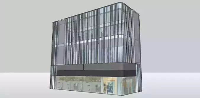 commercial building exterior glass facade 3d model