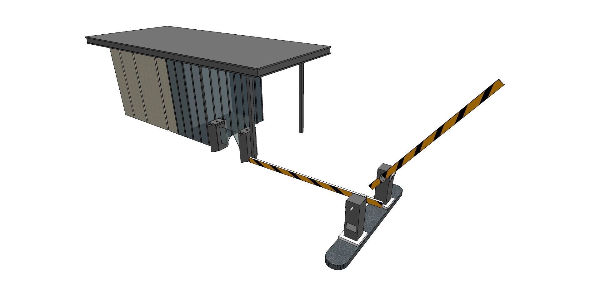 security check post with booth 3d sketchup model 3D model | CGTrader