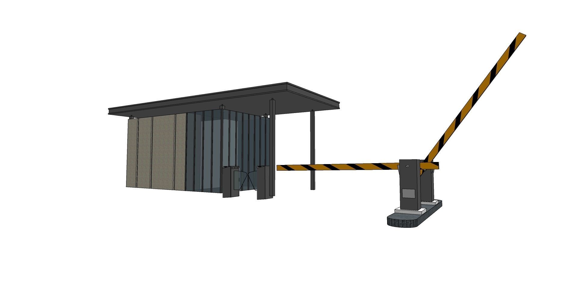 security check post with booth 3d sketchup model 3D model | CGTrader