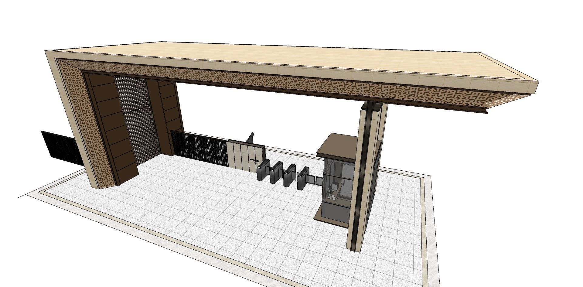 Small gate house with check post 3D model_1