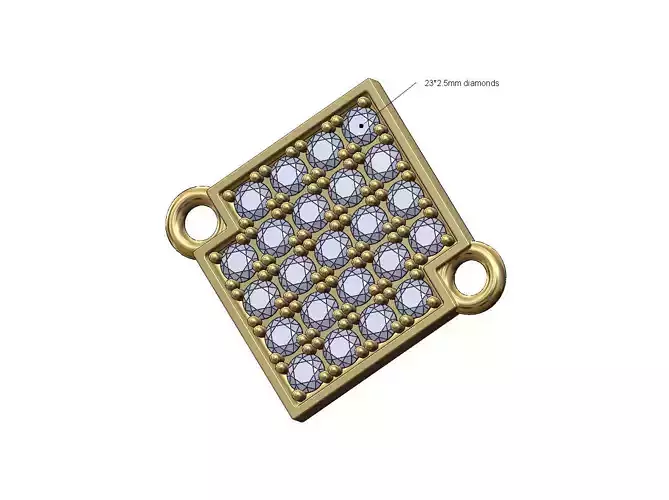 Diamond Lozenge plate bracelet charm and pendant