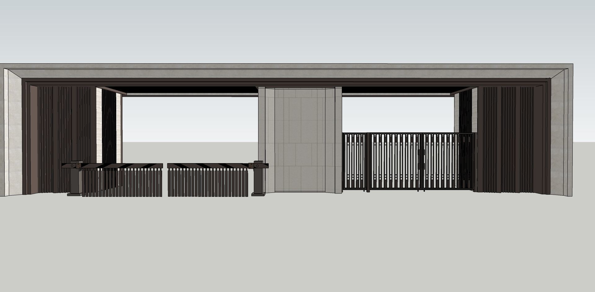 gate house with modern lines gate 3d sketchup model 3D model_3