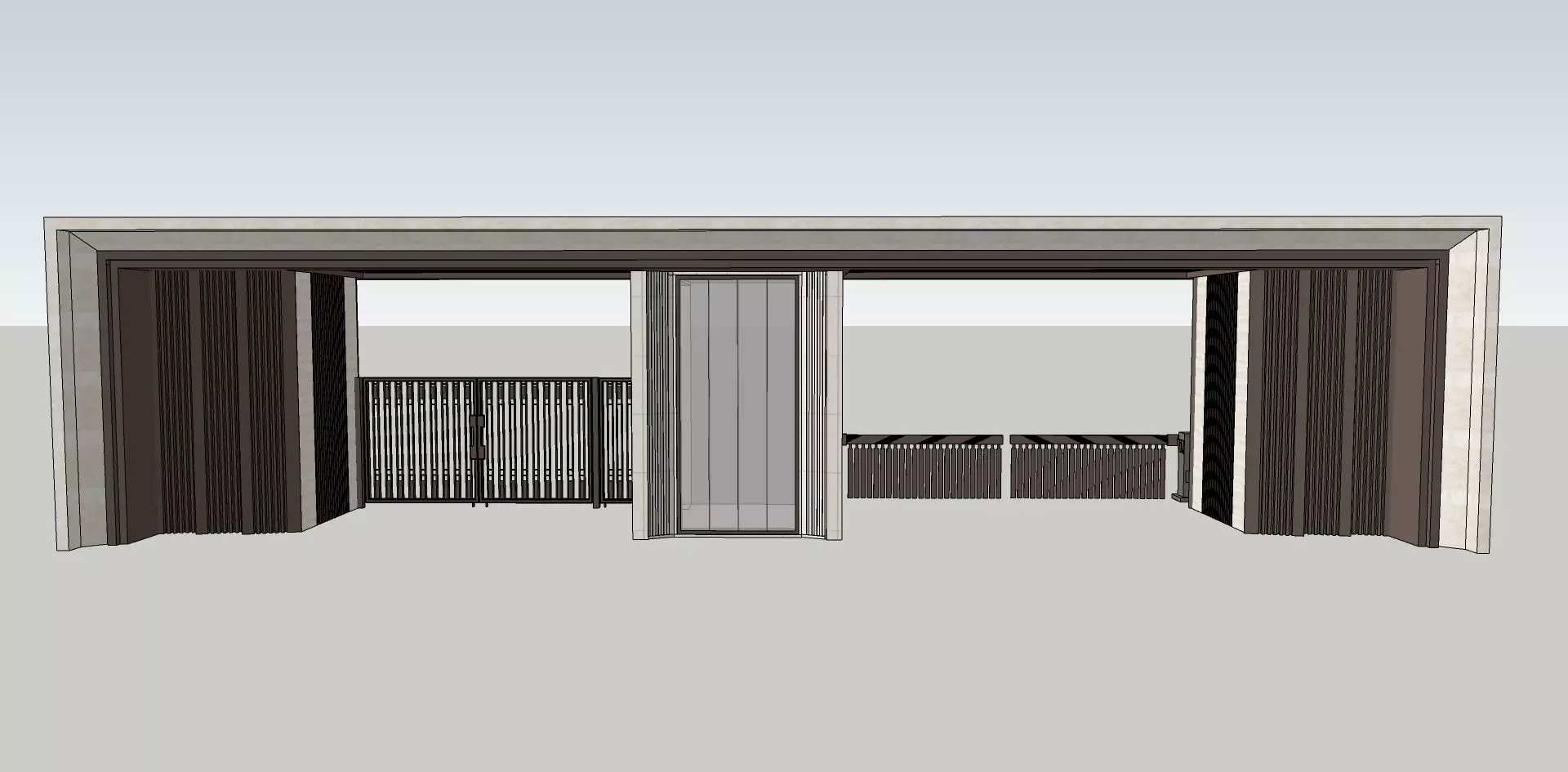 gate house with modern lines gate 3d sketchup model 3D model_0