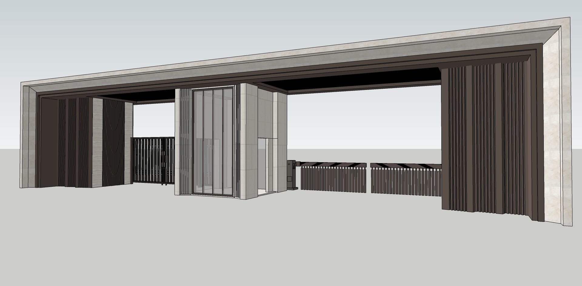 gate house with modern lines gate 3d sketchup model 3D model_2
