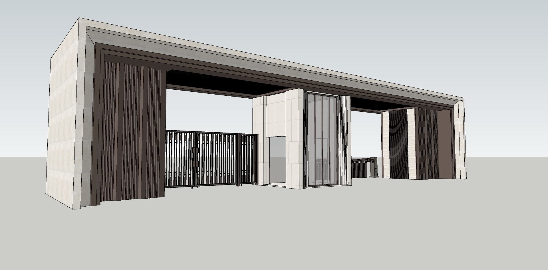 gate house with modern lines gate 3d sketchup model 3D model_1