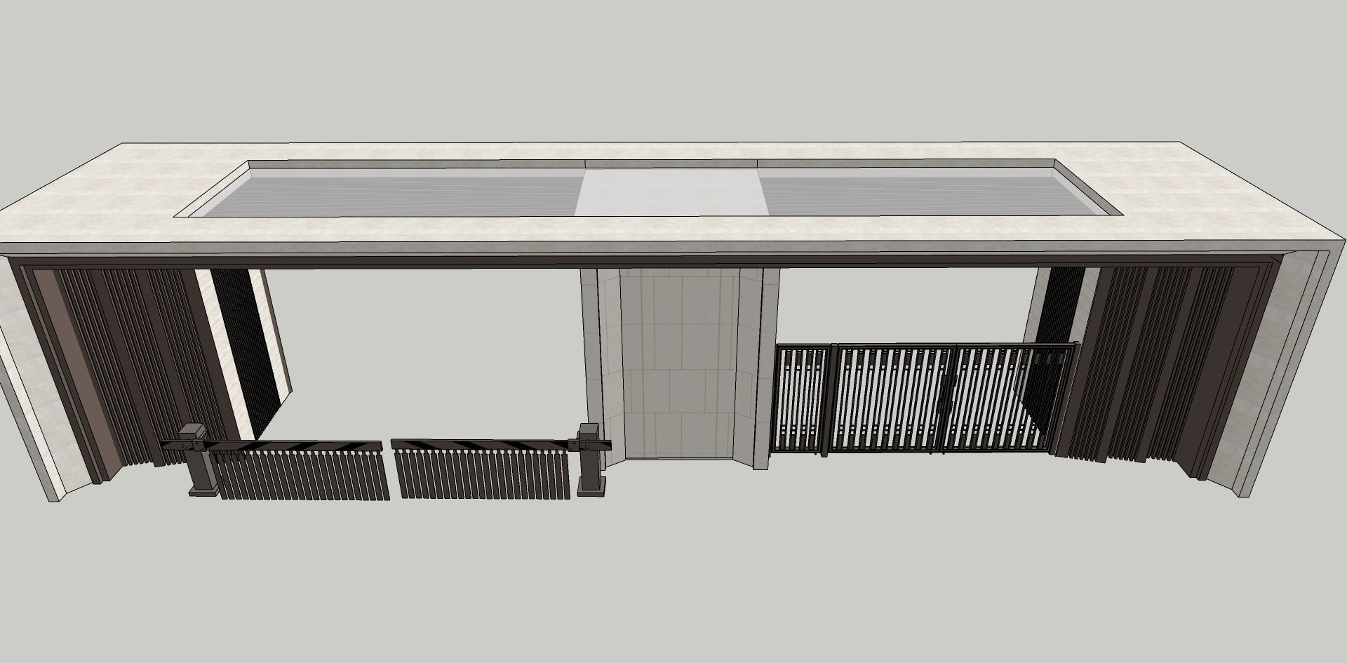 gate house with modern lines gate 3d sketchup model 3D model_4