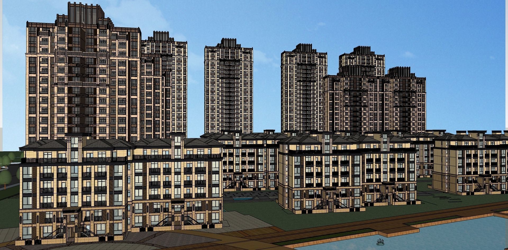 small and large highrise classical buildings 3d sketchup model 3D model_4