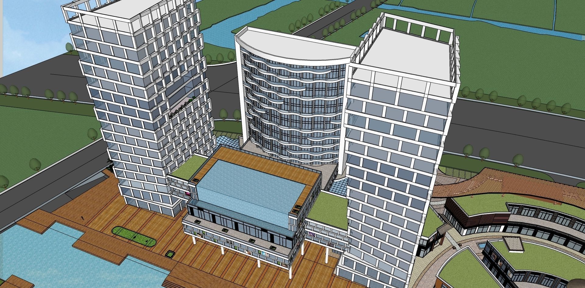 small and large highrise classical buildings 3d sketchup model 3D model_2