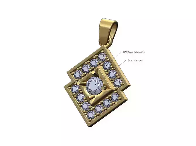 Diamond 5mm stone lozenge shaped pendant