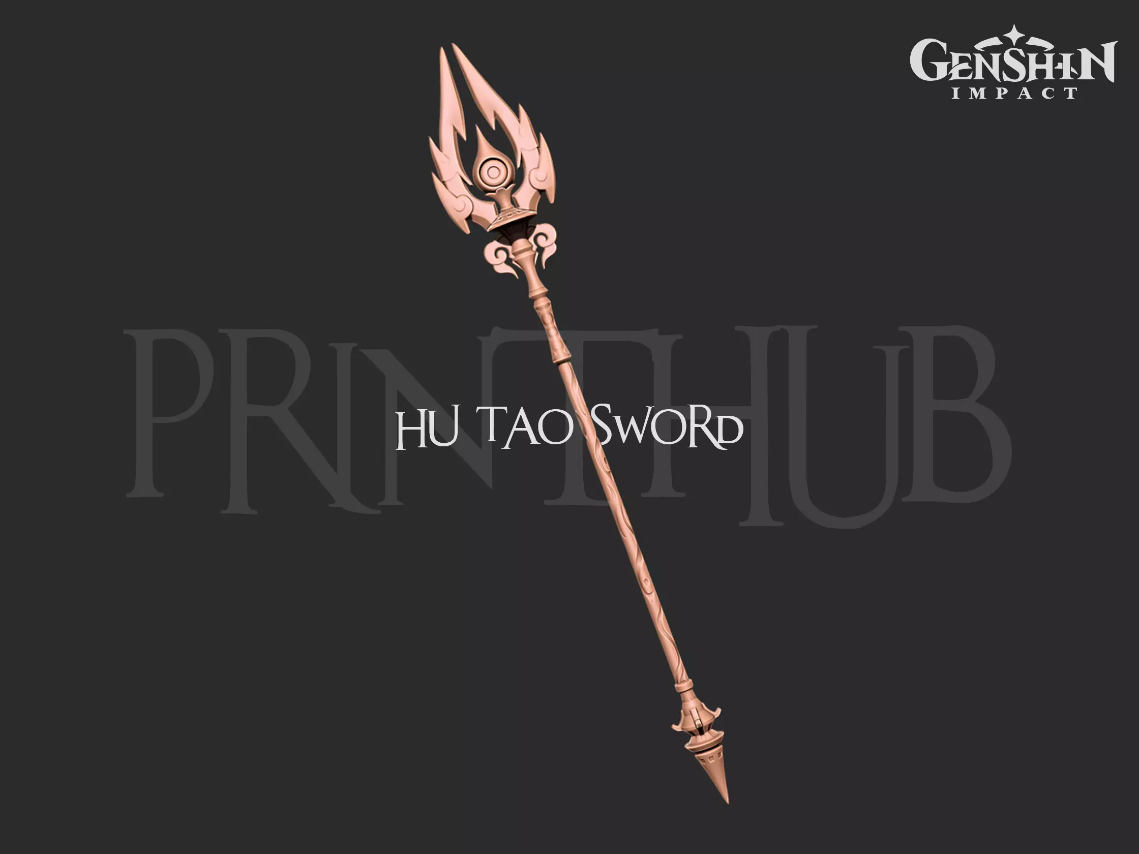 Genshin Impact Hu Tao Weapon Staff 3D print model