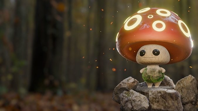 Cartoon stylized mushroom Low-poly 3D model