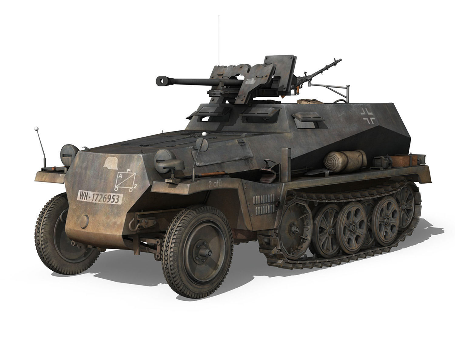 SDKFZ 250 11 - Halftruck with sPzB 41 - PzGrenDiv 3D model_1