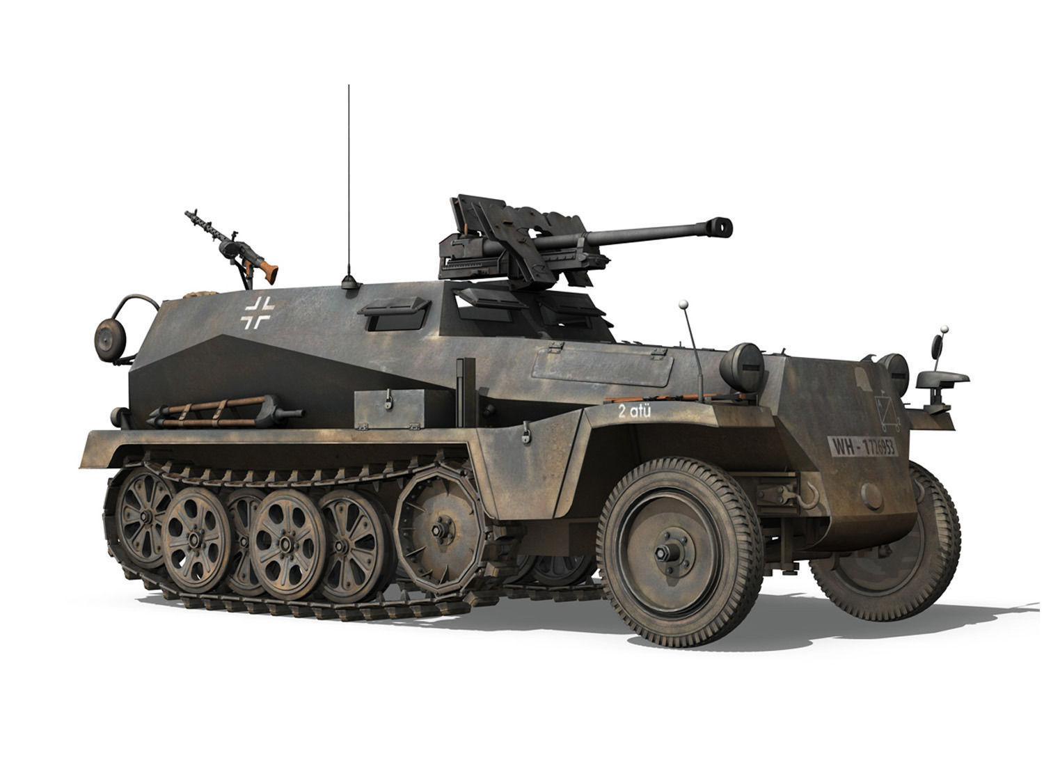 SDKFZ 250 11 - Halftruck with sPzB 41 - PzGrenDiv 3D model_7