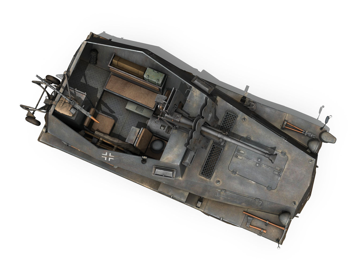 SDKFZ 250 11 - Halftruck with sPzB 41 - PzGrenDiv 3D model_8