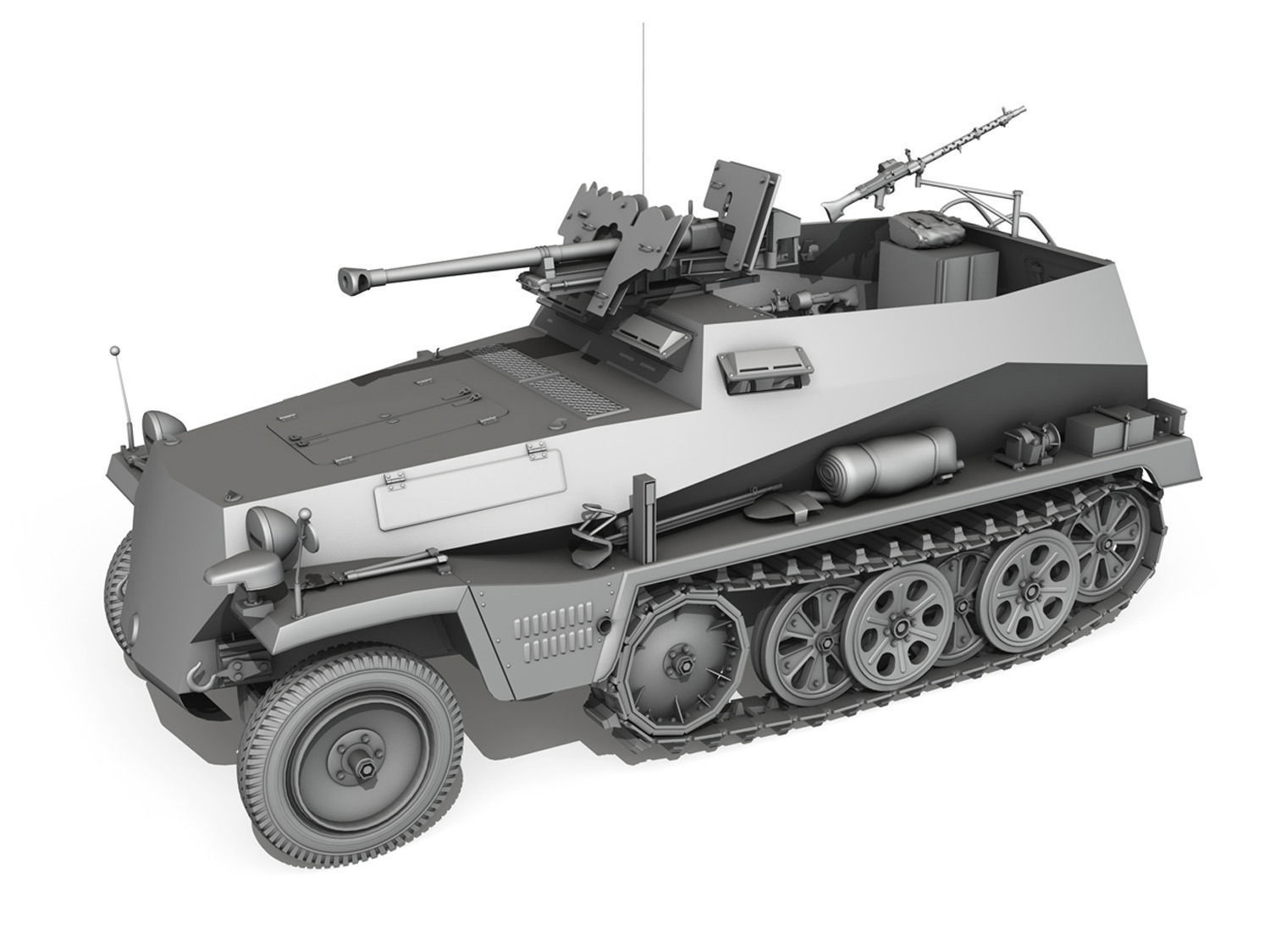 SDKFZ 250 11 - Halftruck with sPzB 41 - PzGrenDiv 3D model_12