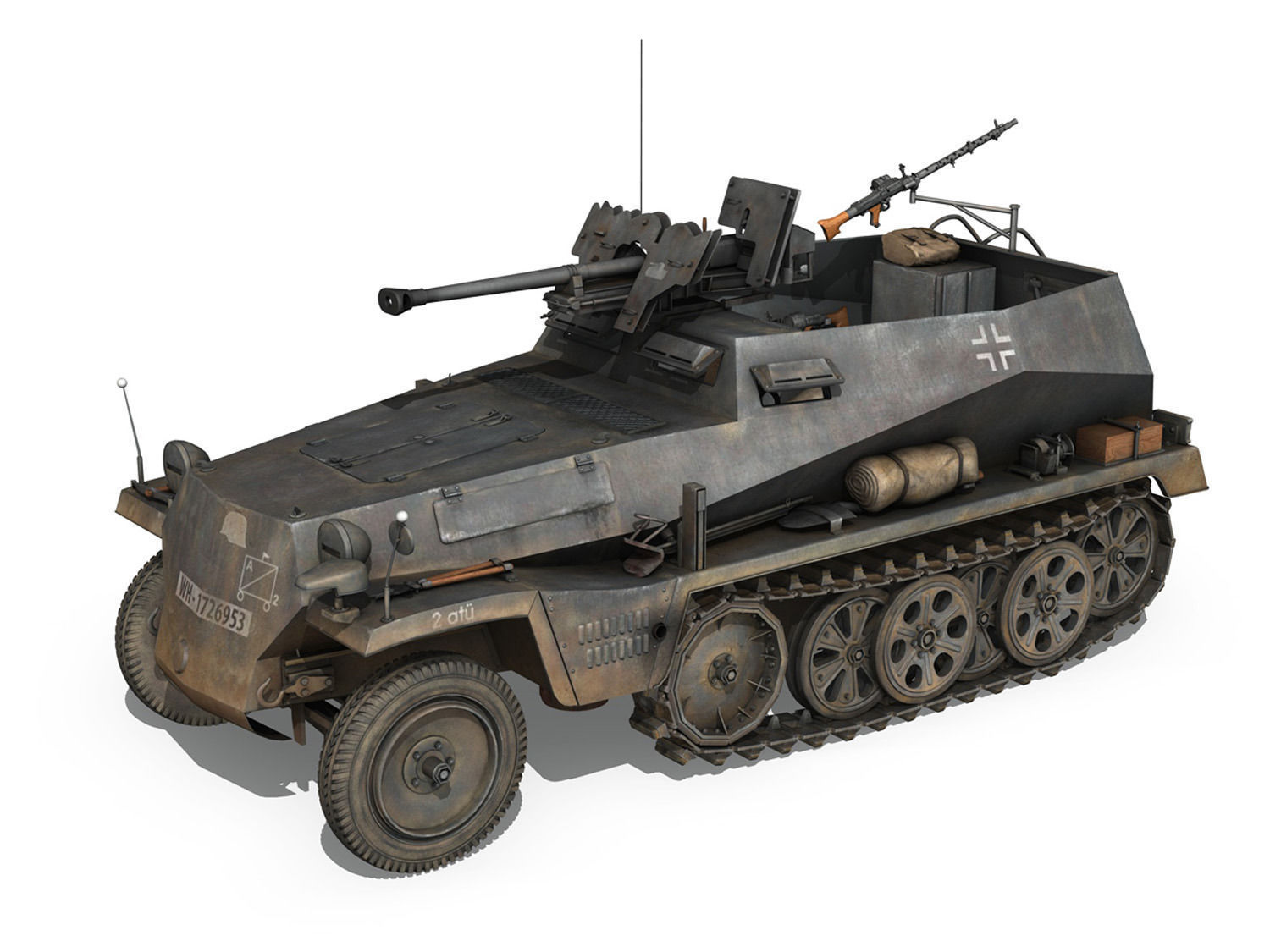 SDKFZ 250 11 - Halftruck with sPzB 41 - PzGrenDiv 3D model_2