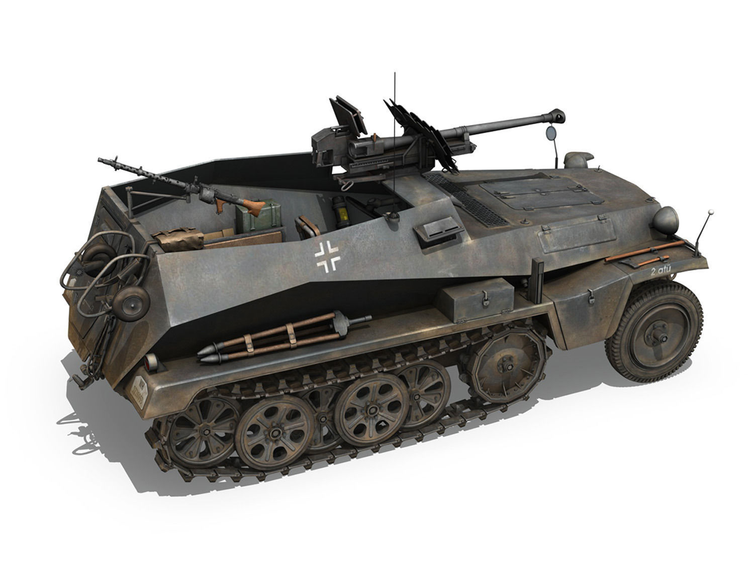 SDKFZ 250 11 - Halftruck with sPzB 41 - PzGrenDiv 3D model_6